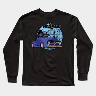 Texas-Style Custom Ford Truck Alamo scene blue and black colors Long Sleeve T-Shirt